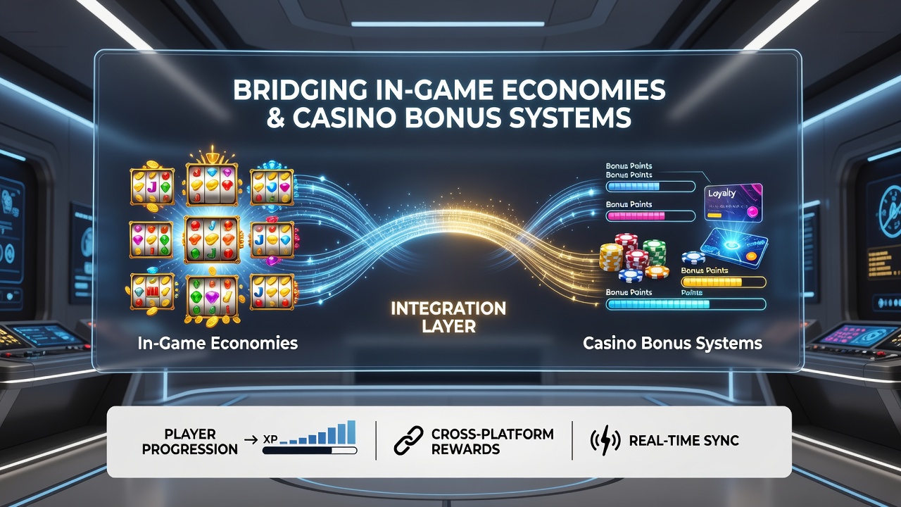 Diagram of data flow between slot economy systems and casino bonus servers