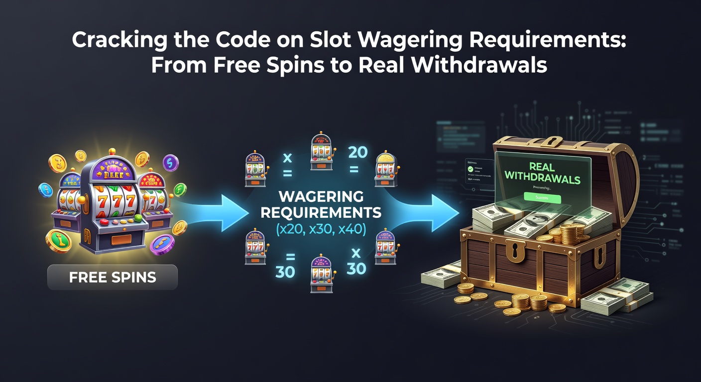 Infographic chart showing wagering requirement progress bars from bonus activation to withdrawal, with slot icons and percentage milestones