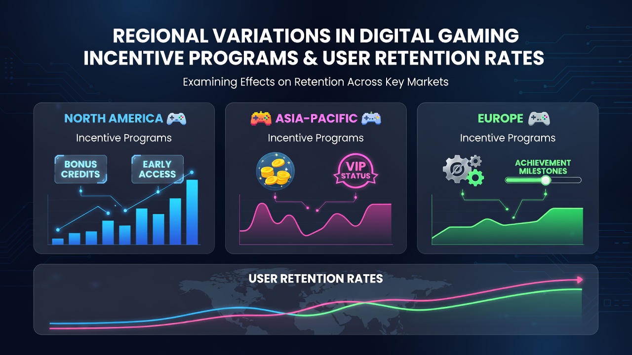 Map illustrating regional differences in digital gaming incentive structures across North America, Europe, and Asia