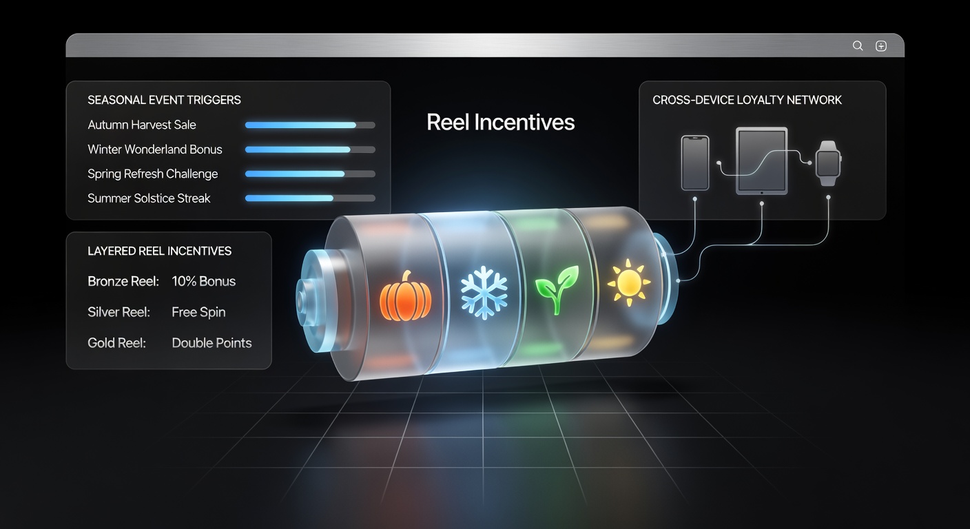 Layered reel incentives activating during a seasonal event on synchronized casino platforms