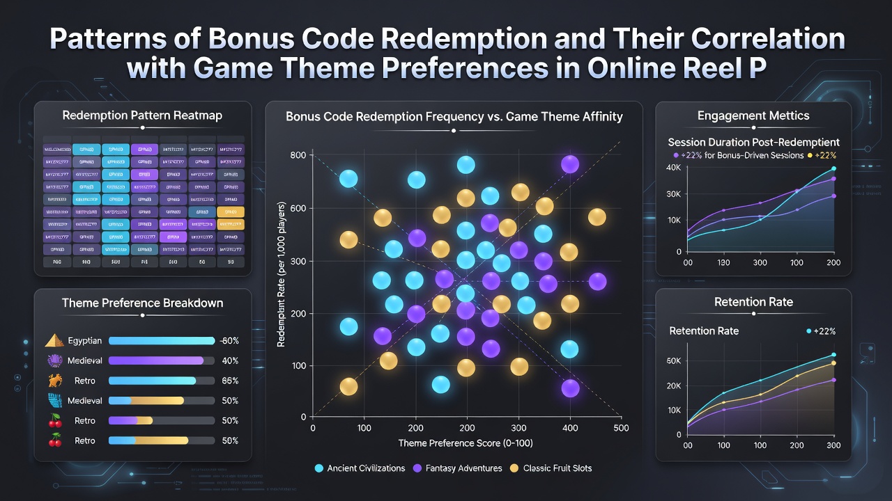 Heatmap visualization of bonus code usage correlated with slot game themes over a six-month period