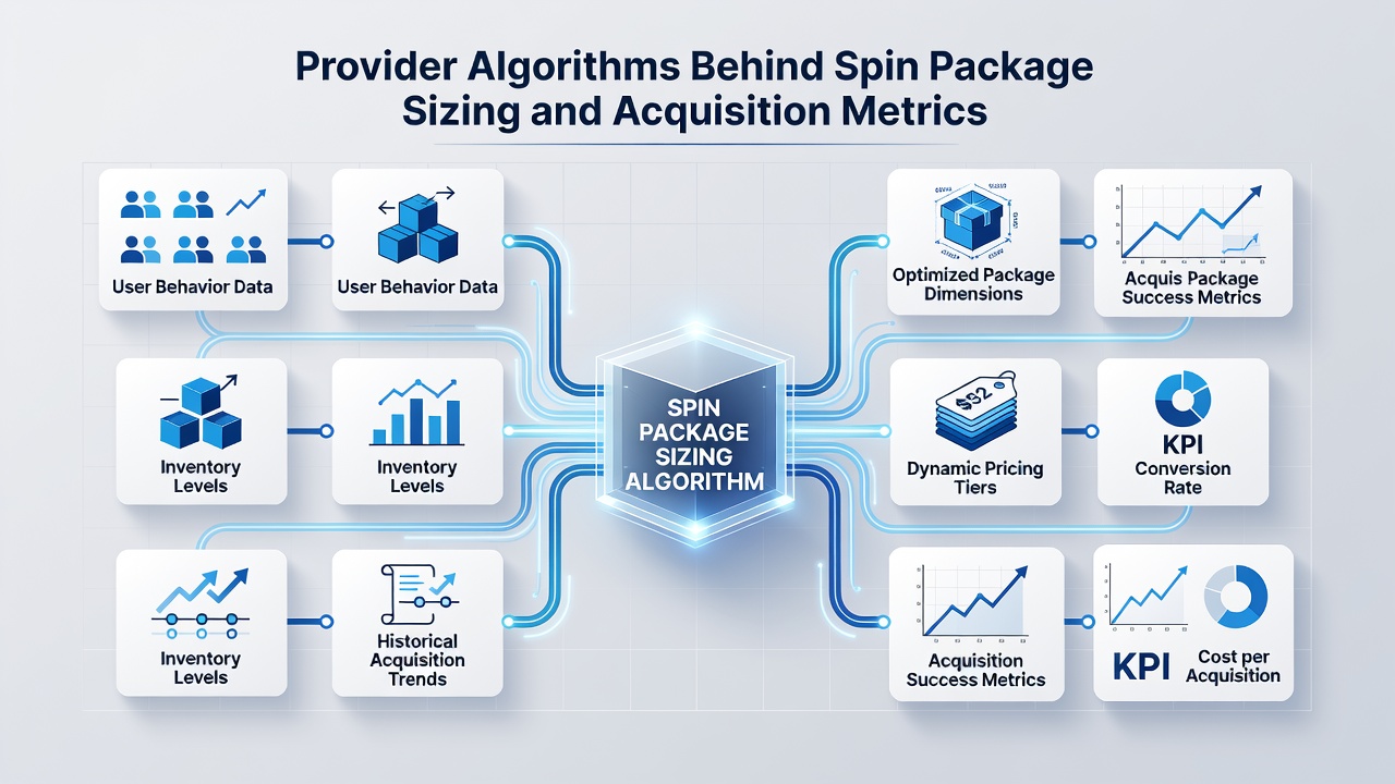 Flowchart illustrating spin package sizing workflow from acquisition metrics to player segmentation